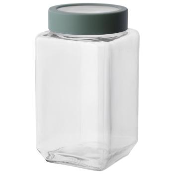 Altom Borcan pătrat din sticlă cu capac 1 l, verde, 1000 ml