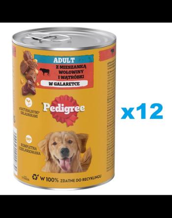 Conserve PEDIGREE Adult 12x400g pentru caini, cu vita si ficat in aspic