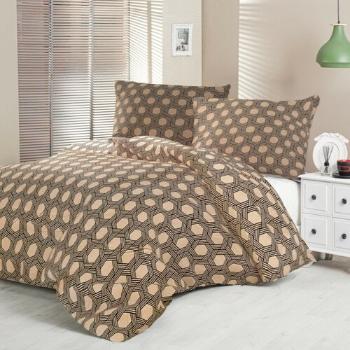 Kvalitex Satin lenjerie de pat Luxury Collection Carero bej, 220 x 200 cm, 2 buc. 70 x 90 cm