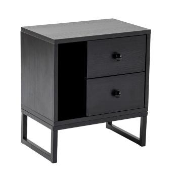 Măsuță de pat Glimmer Wood negru, negru