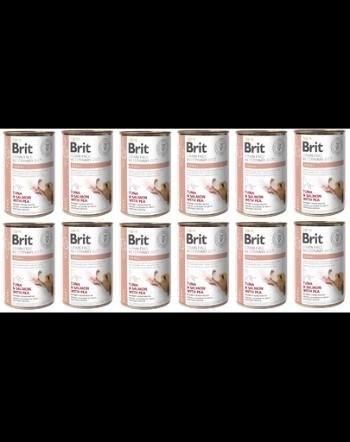 BRIT Veterinary Diet Renal Tuna&amp;Salmon&amp;Pea hrana dietetica pentru caini 12x400 g