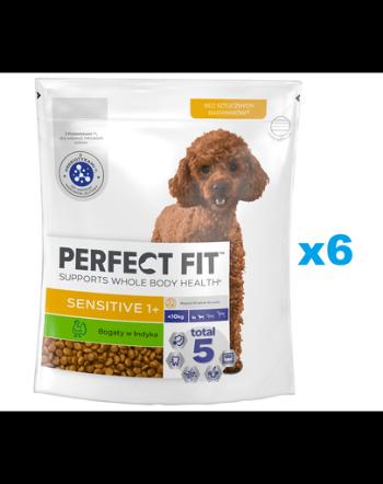PERFECT FIT Sensitive 1+ bogat in curcan 6x825 g hrana caine adult talie mica, sistem digestiv sensibil