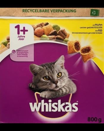 WHISKAS Adult+1 hrana uscata pentru pisici, cu pui 5x800g