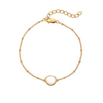 Hot Diamonds Brățară elegantă placată cu aur, cu diamant și perle Golden Edit Soul DL704