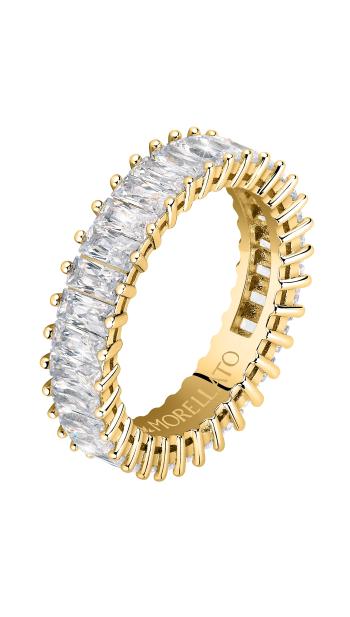 Morellato Inel strălucitor placat cu aur cu pietre de zircon transparent Baguette SAVP090 58 mm