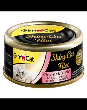 GIMCAT Shiny Cat Filet Chicken&amp;Shrimp 70g Mancare pisica, pui si creveti in sos