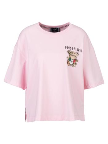 19V69 ITALIA Oversize póló 'Petonia Italia Teddy'  bézs / rózsaszín / fekete / fehér