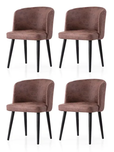 Set scaune 4 piese, Hanah Home, Zen, Negru/Maro