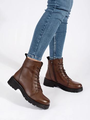 Botine elegante pentru femei cu platformă maro închis