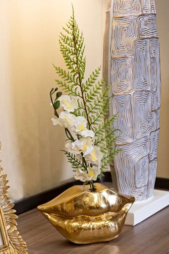 Vaza decorativa Lips, Mauro Ferretti, 23x8x12 cm, polirasina, auriu