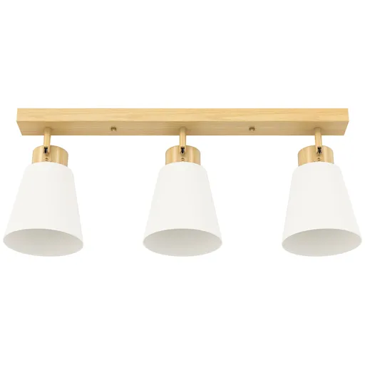 HOMCOM Candelabru de tavan cu 3 puncte de lumină reglabile la 90° și socluri E27, culoare lemn | Aosom Romania