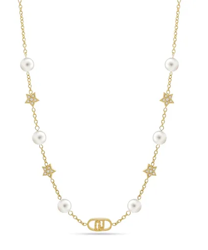 Liu Jo Colier placat cu aur, cu cristale și perle sintetice Fashion LJ2636