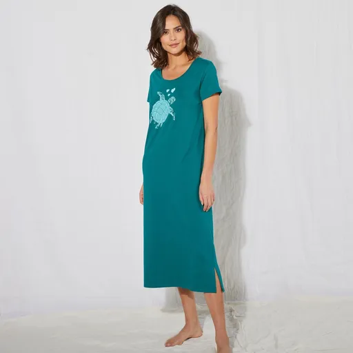Cămașă de noapte lungă cu mâneci scurte, imprimeu Turtle
