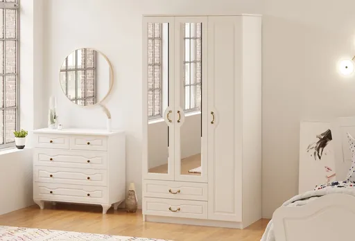 Dulap pentru haine, Hanah Home, Rb-176, 105x210x52 cm, Alb mat