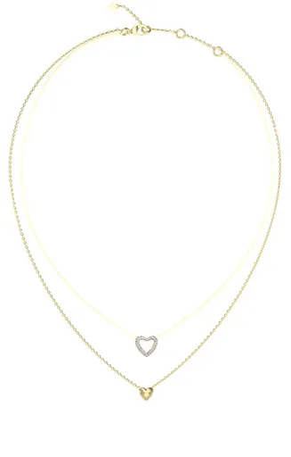 Guess Colier dublu placat cu aur cu inimi Beloved JUBN05026JWYGT/U