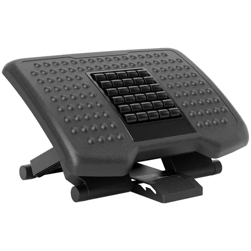 HOMCOM Suport Ergonomic pentru Picioare cu Role de Masaj, Antiderapant și Reglabil pe 3 Înălțimi, 46x35x17 cm, Negru | Aosom Romania