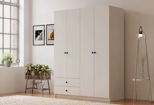 Dulap pentru haine, Hanah Home, Rb-067, 120x180x45 cm, Alb mat