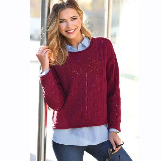 Pulover ajurat cu tiv rulat