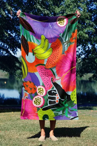 Prosop de plaja, L'essentiel Maison, Tropical Vibes 70, 70x130 cm, Multicolor