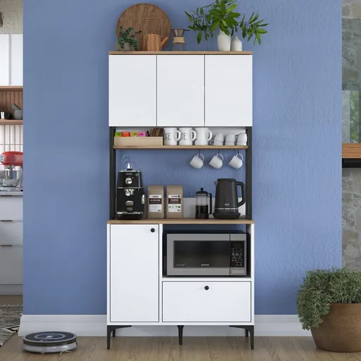 Dulap multifunctional, Hanah Home, JE159, 90x184.2x38 cm, Alb/Maro