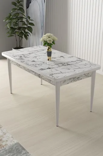 Masa, Hanah Home, Nil, 110x76x71 cm, Marmură albă / Alb