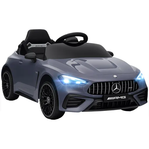 AIYAPLAY Mașină electrică pentru copii, design Mercedes, motoare 12V, telecomandă, lumini LED, muzică, pentru copii 3-6 ani, Gri | Aosom Romania