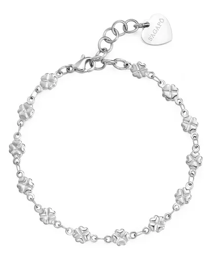 S'Agapõ Brățară din oțel cu trifoi cu patru foi Chunky SHK96