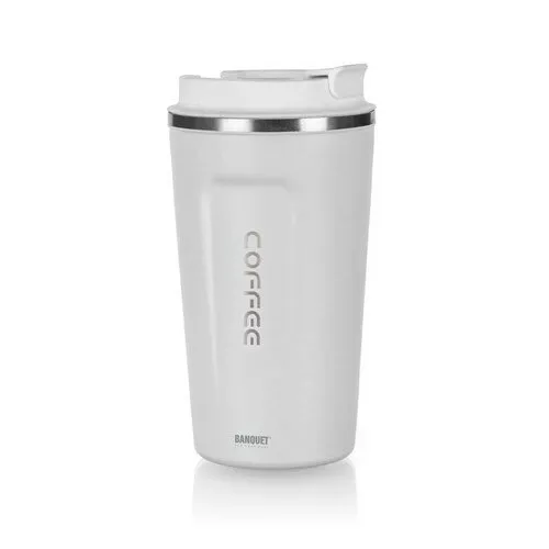 Banquet Cană termică de călătorie ARTY 450 ml, albă, alb