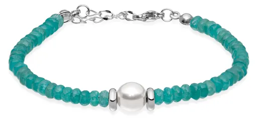 Troli Brățară blândă cu mărgele turcoaz cu perlă VESB0712S-B