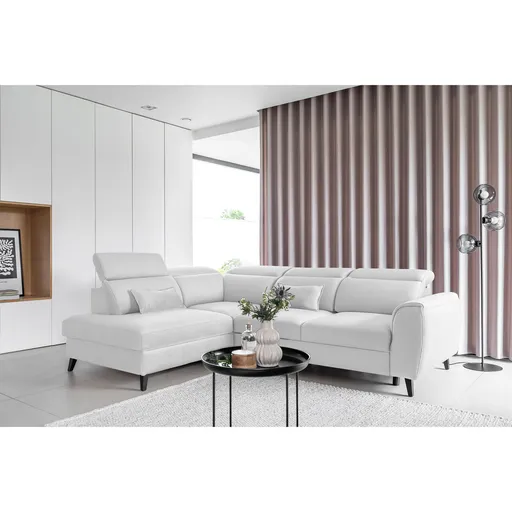 Coltar extensibil stanga 4 locuri ELTAP, LT-01SAV, Noble, 255x201x100 cm, lemn/poliester, alb