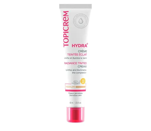 Topicrem Cremă tonifiantă pentru ten SPF 50 Hydra+ (Radiance Tinted Cream) 40 ml Medium