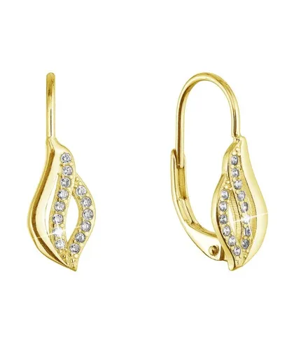 Evolution Group - Pavona Cercei decenți placați cu aur Valuri cu zirconii 11542.1/AU