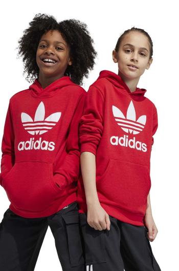 Dětská mikina adidas Originals TREFOIL červená barva, s kapucí, s potiskem