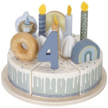 Little Dutch Birthday Cake Blue jucarie din lemn 3 y+ 24 buc