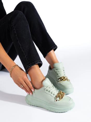 Adidași de designer pentru femei verzi fără toc