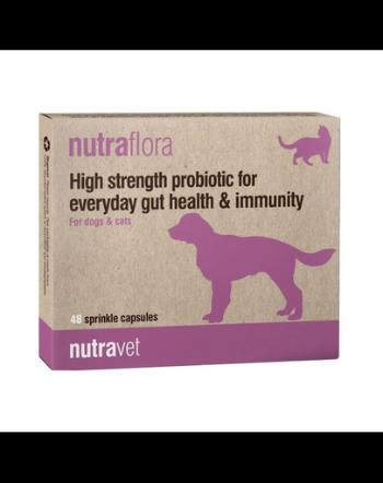 NUTRAVET Nutraflora 48 Capsule probiotice caini si pisici, sustinere intestinala si imunitara