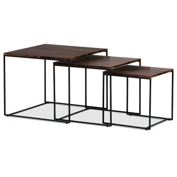 Set de măsuțe de cafea din nuc 3 buc, maro închis