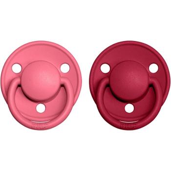 BIBS De Lux Natural Rubber Size 2: 6+ months suzetă Coral / Ruby 2 buc