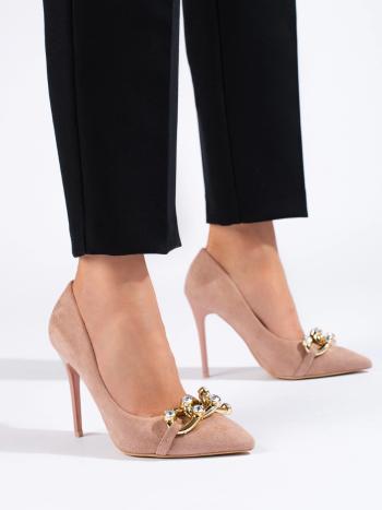 Pantofi clasici pentru femei roz pe toc stiletto