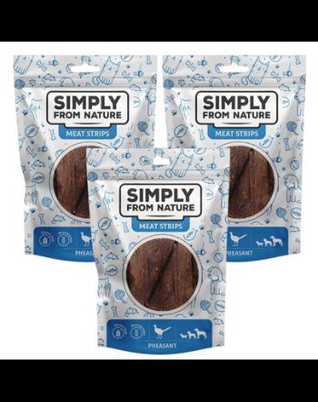 SIMPLY FROM NATURE Meat Strips de fazan pentru caini 3x80 g