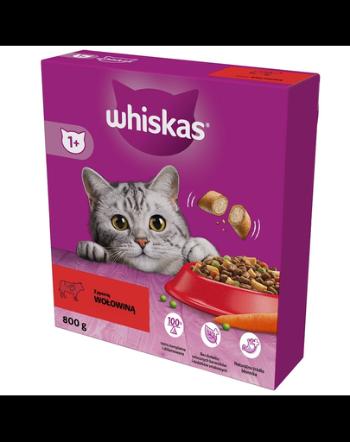WHISKAS Adult 800 g hrana uscata pentru pisici adulte cu carne de vita