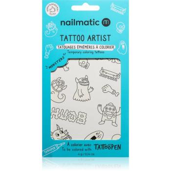 Nailmatic Tattoo Artist Temporary Coloring Tattoos tatuaj pentru copii 3 y+ Monsters 9x16,3 cm