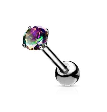 Troli Cercel piercing, decorat cu un cristal iridescent