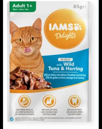 IAMS Cat Adult All Breeds Tuna &amp; Herring In Jelly ton si hering in jeleu 85g hrana pisica