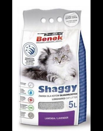 BENEK Super Shaggy Nisip litiera pisici cu blana lunga 5 L x 2 (10 L) parfum lavanda