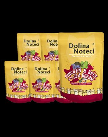 DOLINA NOTECI Superfood Hrana umeda pentru pisici adulte, cu pui, vita si dorada 10x85 g