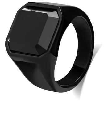 Troli Inel masiv cu cristal negru 54 mm