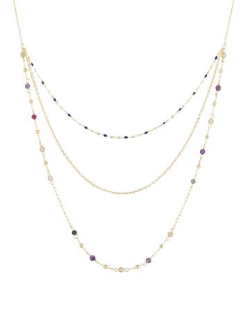 Preciosa Trojitý pozlacený náhrdelník s přírodními kameny Coralia Royal Lagoon 5454Y70