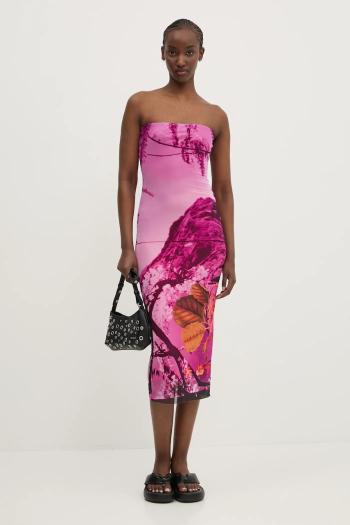 Šaty Desigual LAKECOMO L ružová farba, midi, priliehavé, 25SWVK39