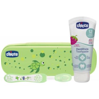 Chicco Always Smiling Green set pentru îngrijirea dentară pentru copii Strawberry